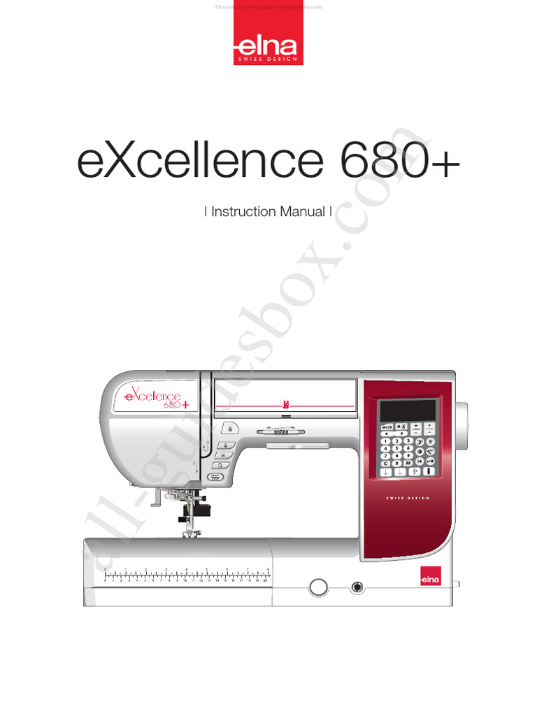 Elna EXcellence 680+ Sewing Machine Instruction Manual PDF