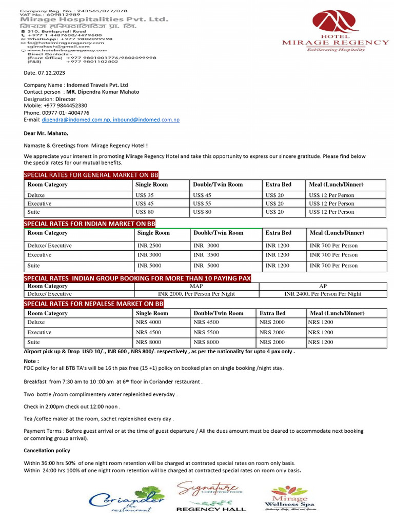 Sheraton Travel Agent Rates Overview | PDF