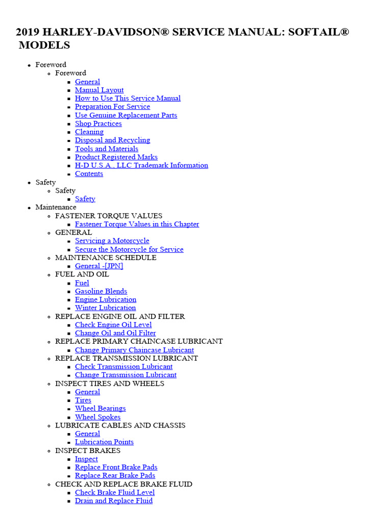 2019 SOFTAIL SERVICE MANUAL PDF intelligence overview