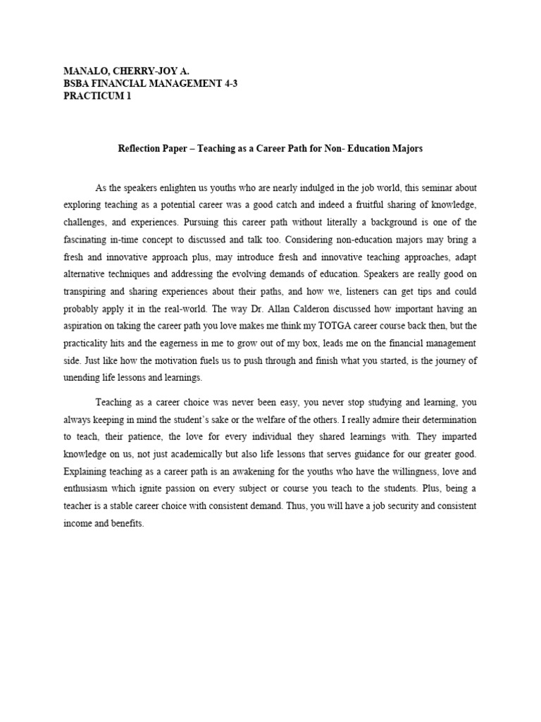 Manalo - Reflection Paper | PDF