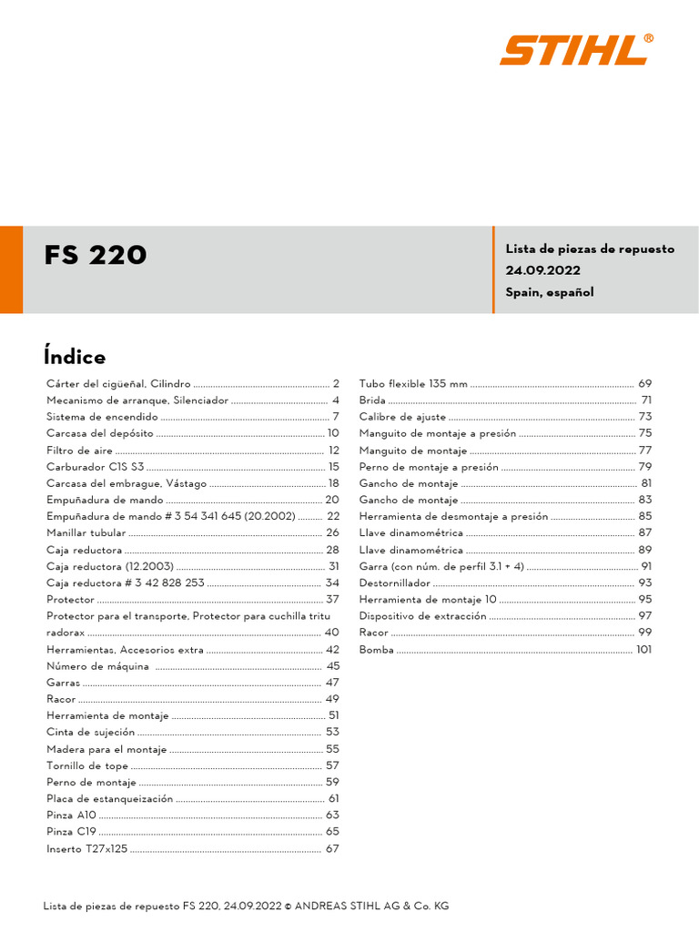 Stihl Fs 220 Technische Daten