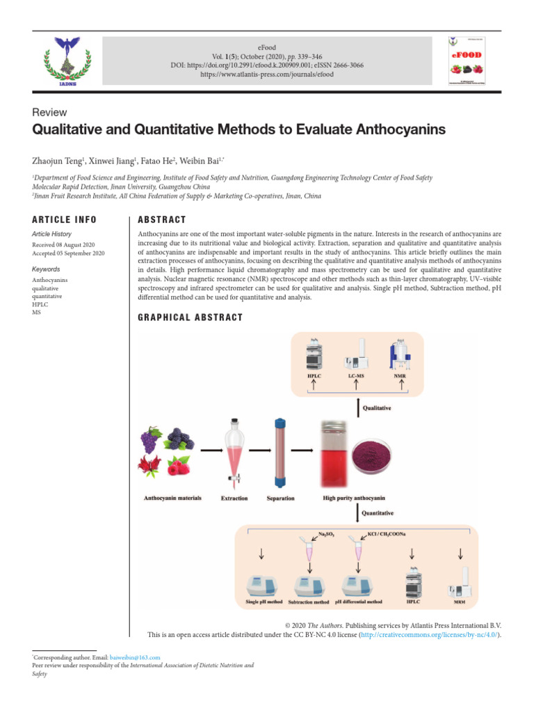 Evaluating Anthocyanins: Methods Overview | PDF | Self-Improvement