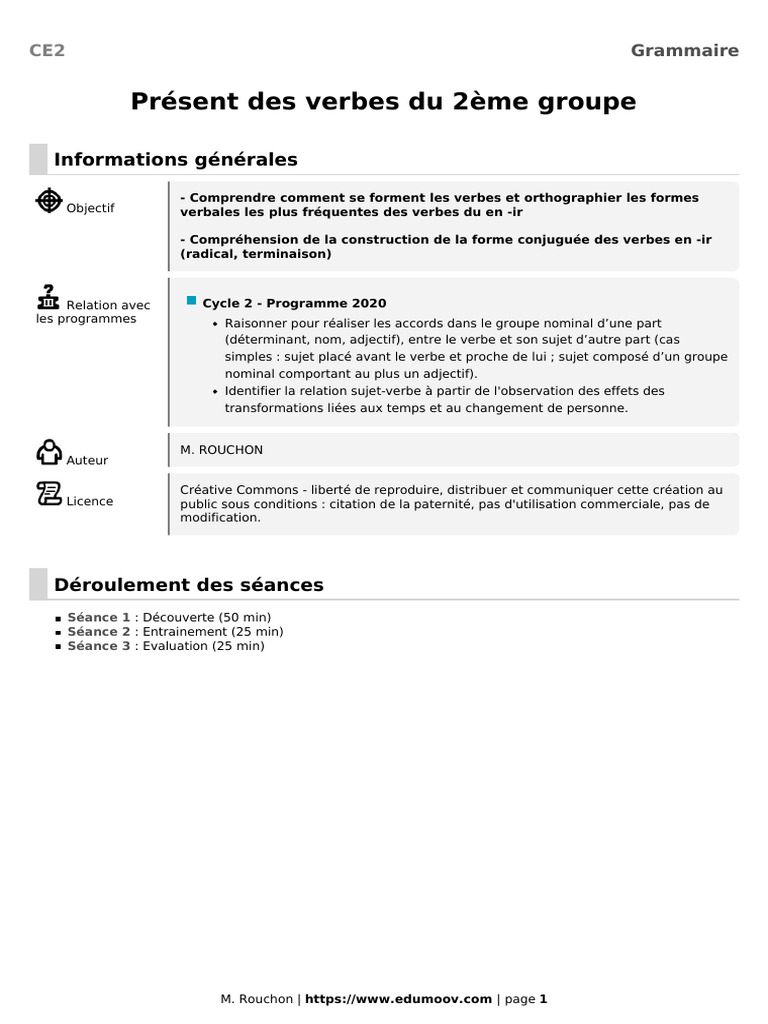 Séquence sur les verbes en -ir CE2 | PDF | Verbe | Sujet (Grammaire)