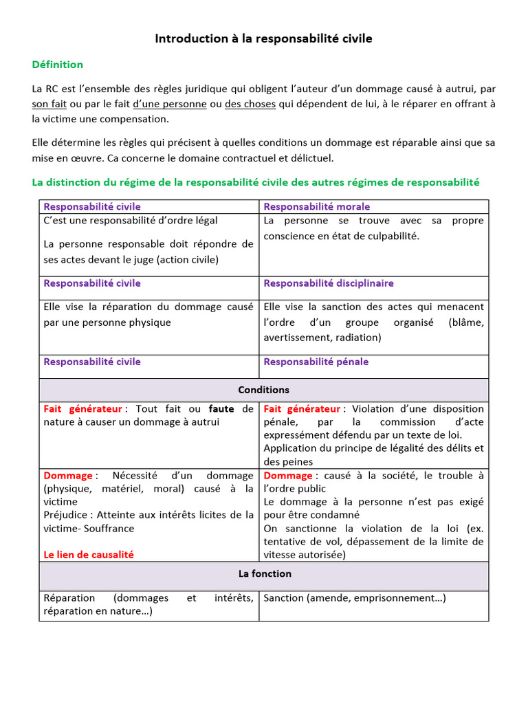 Définition de la responsabilité civile | PDF