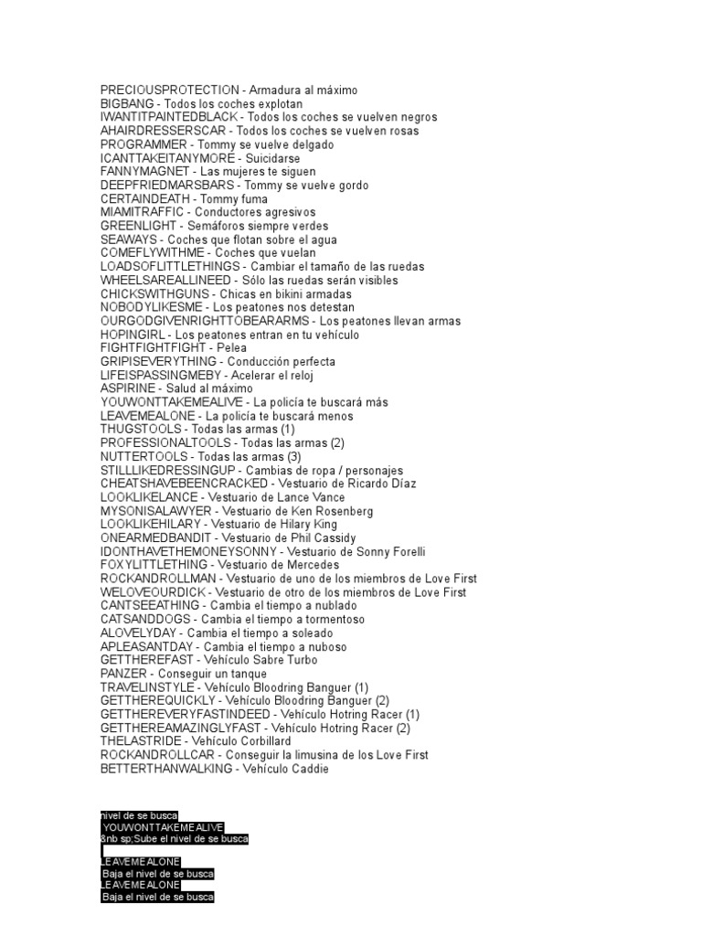 Claves Vice City PC PDF