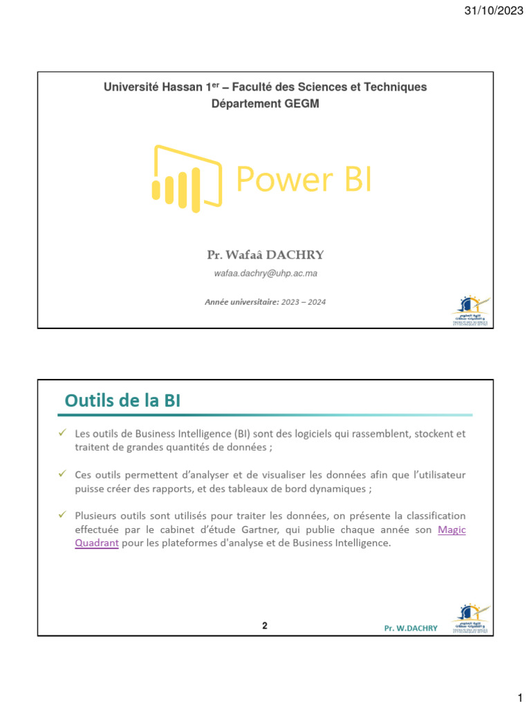 Introduction à Power BI par Wafaâ Dachry | PDF | Microsoft SQL Server ...