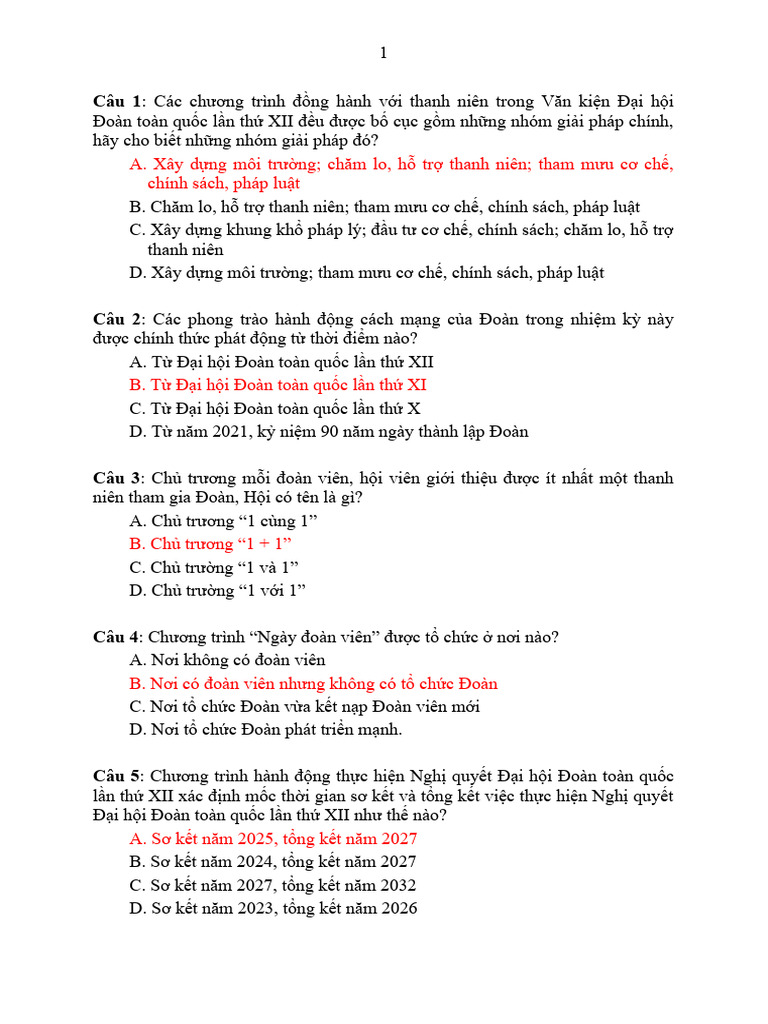 DA - de Trac Nghiem 100 Cau NQ DH XII Doan | PDF