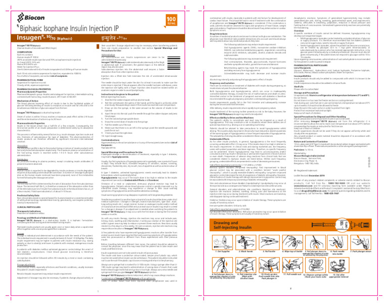 Insugen 30-70 100 Iu Pi | PDF | Hypoglycemia | Insulin