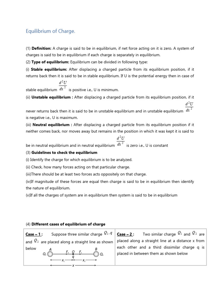 JEE - Physics - Electrostatics - Equilibrium of Charge | PDF | Electric ...