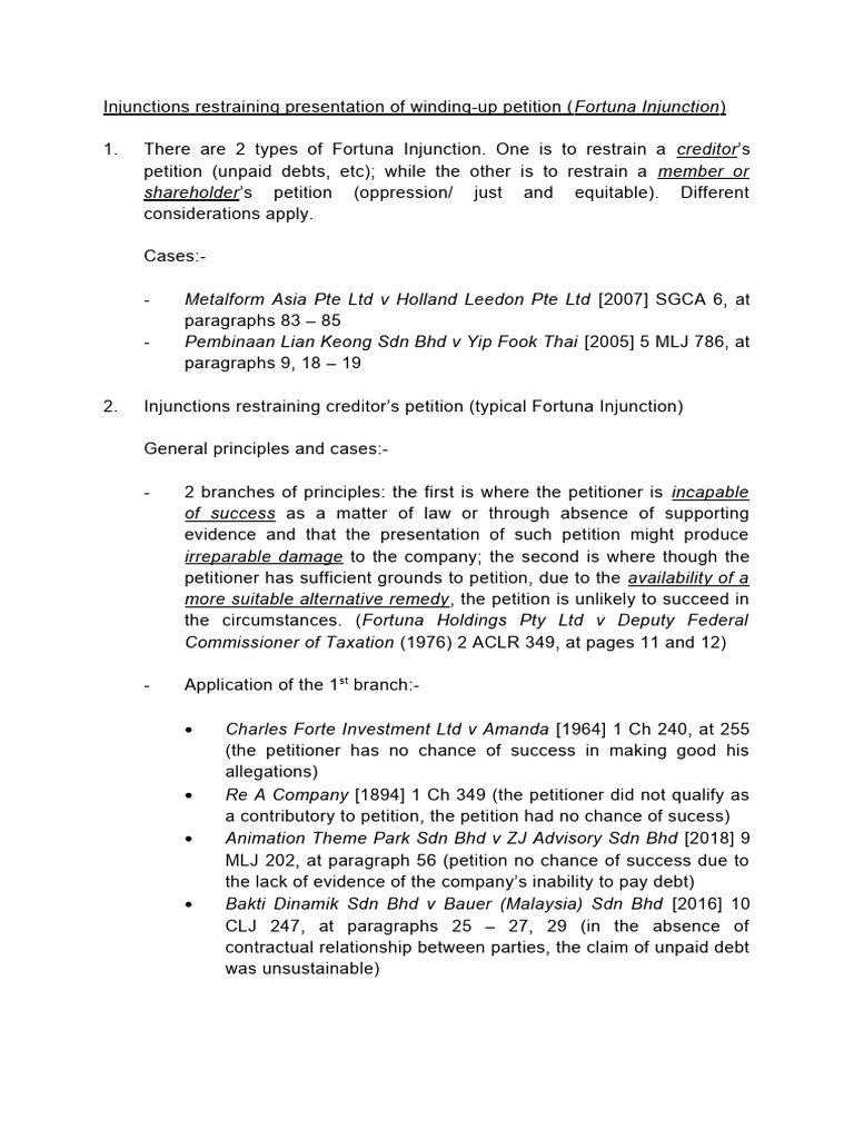 Understanding Fortuna Injunctions | PDF | Business | Law