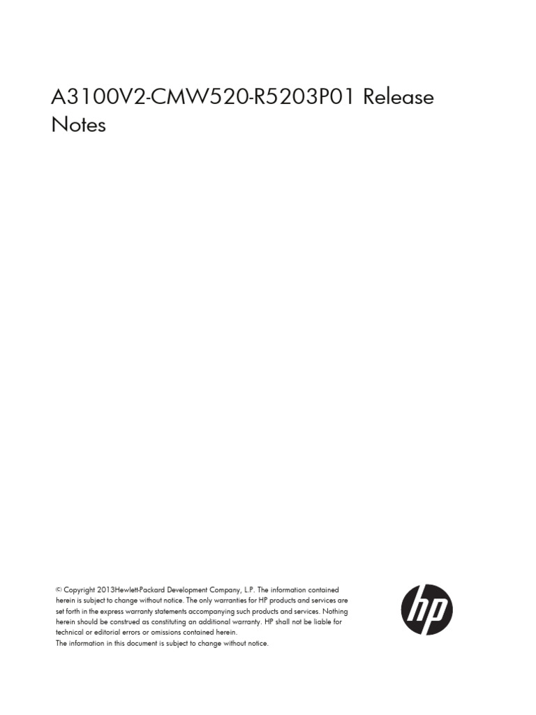 HP 3100 EISI Switch Series - A3100V2-CMW520-R5203P01 Release Notes ...