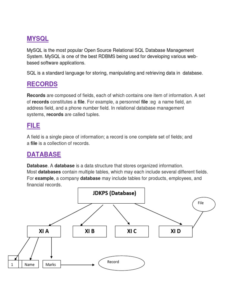 Class XI MYSQL | PDF | Relational Database | Databases