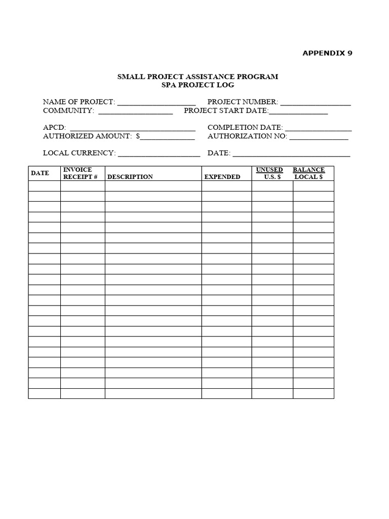 SPA Log Form | PDF | Finance & Money Management