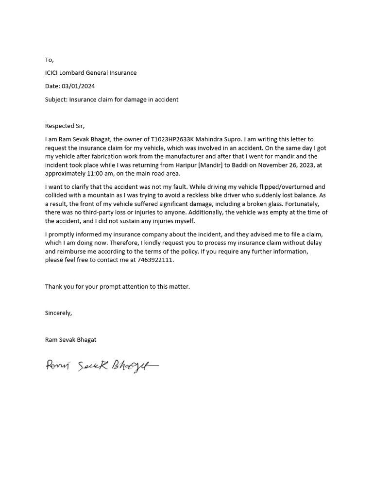 Insurance Claim Letter.. | PDF