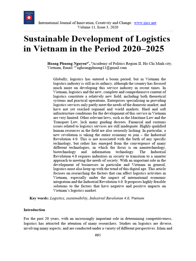 Sustainable Development in Logistic Vietnam | PDF