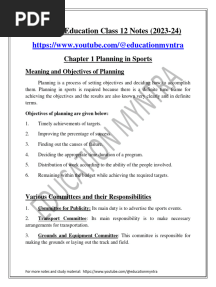Physical Education Class 12 Chapter 1 Notes