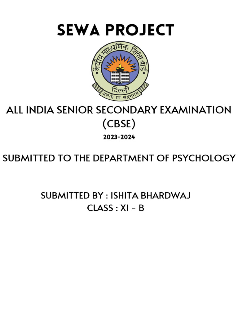 Sewa Project: All India Senior Secondary Examination (CBSE) | PDF
