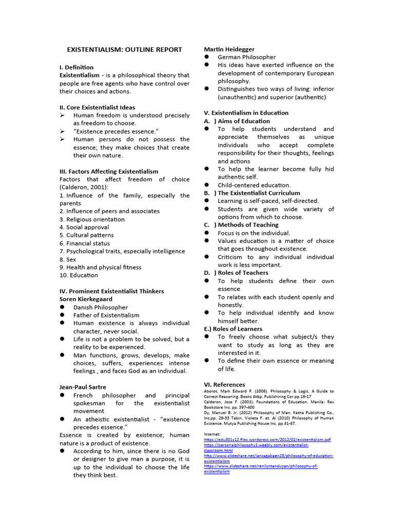 Existentialism Outlinereport Ed2 | PDF | Existentialism | Essence