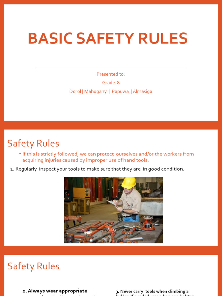 Lesson 3 Basic Safety Rules + 5s (WARM Grade 8) ) PDF