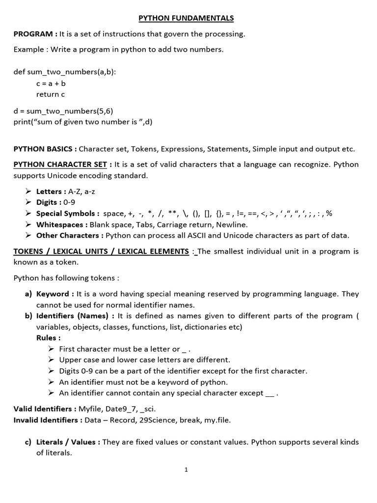 Python Fundamentals | PDF