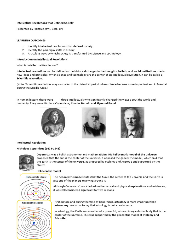 Intellectual Revolutions That Defined Society Trans | PDF