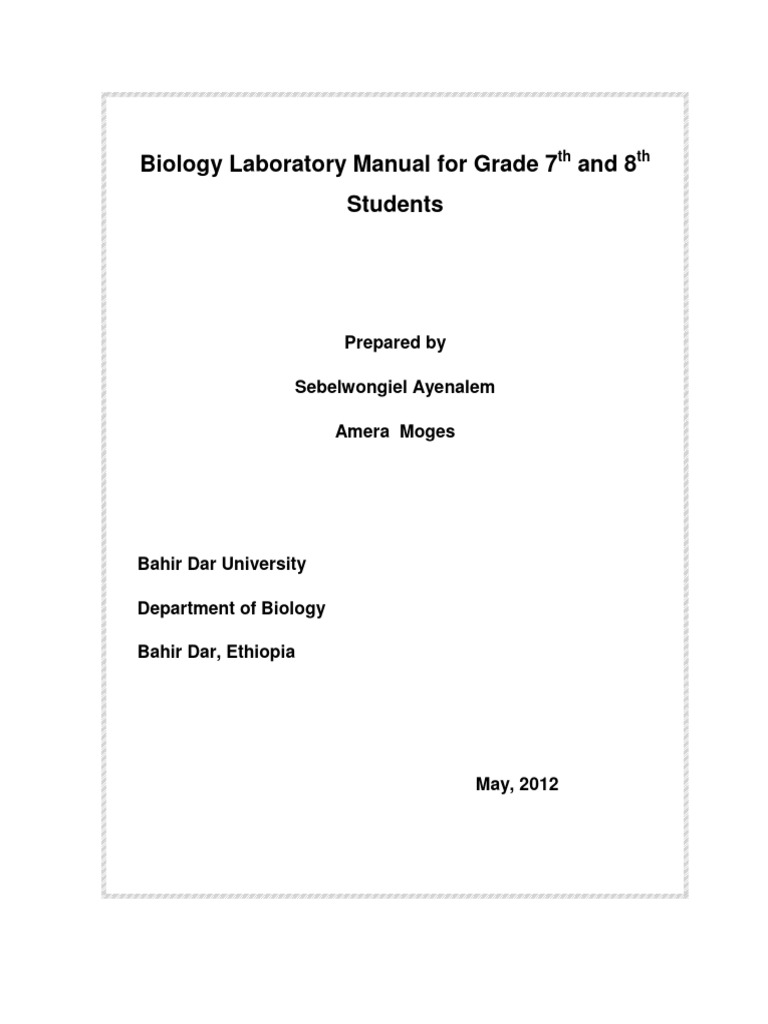 Biology Grade 7& 8 Lab. Manual | PDF