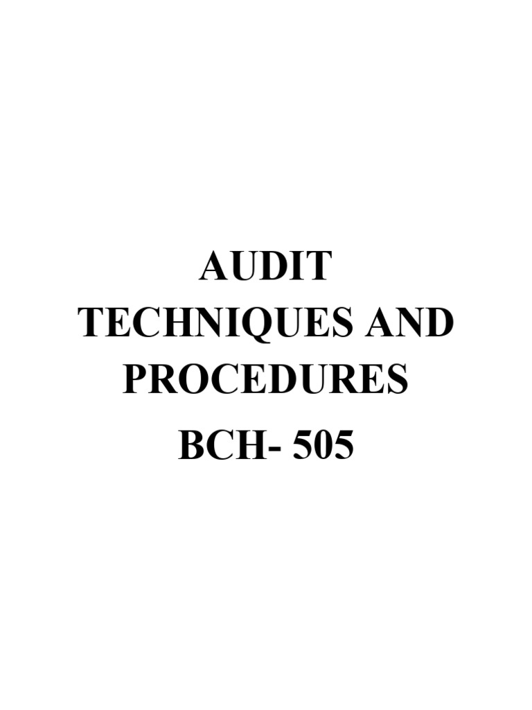 Audit Techniques And Procedures Pdf Audit Internal Control