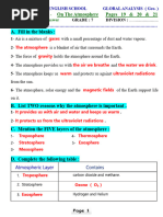 Unit 1 Geo. The Atmosphere ANSWERED