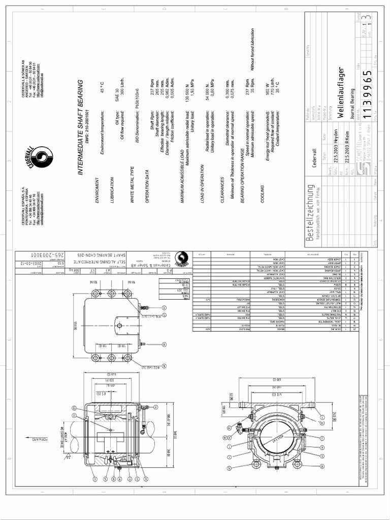 Cedervall CHON 265 Manual | PDF | Bearing (Mechanical) | Screw