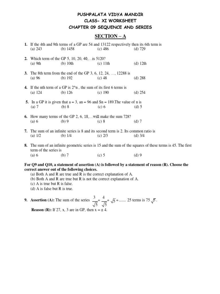 Sequence and series pdf