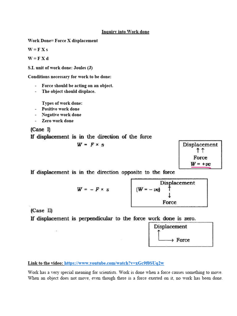 WS on Work done physics PDF