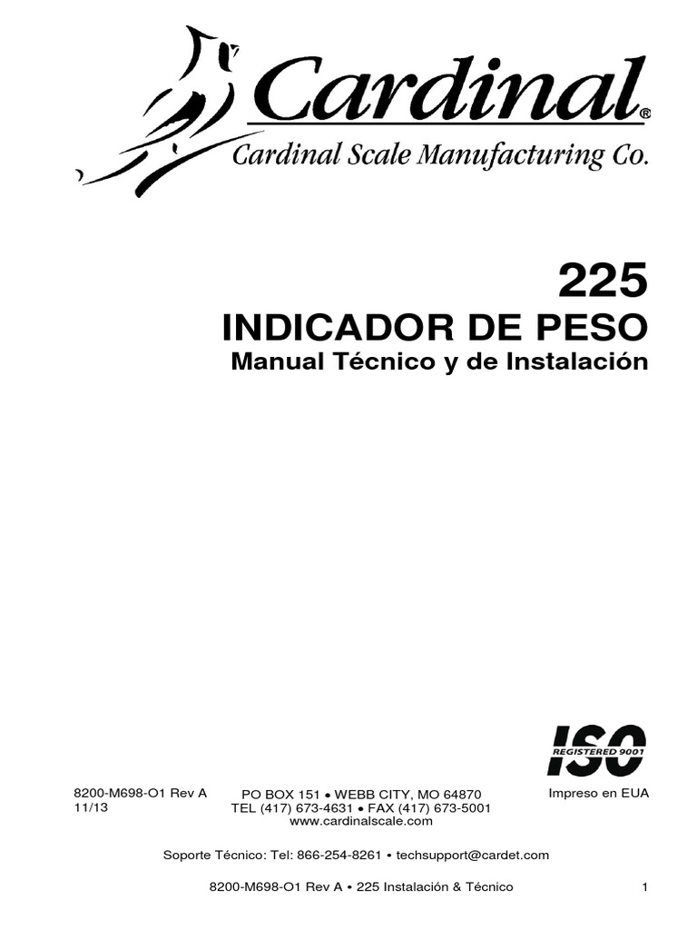 Manual Técnico del Indicador Cardinal 225 | PDF | USB | Radio