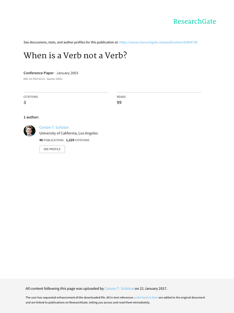 When Is A Verb Not A Verb PDF