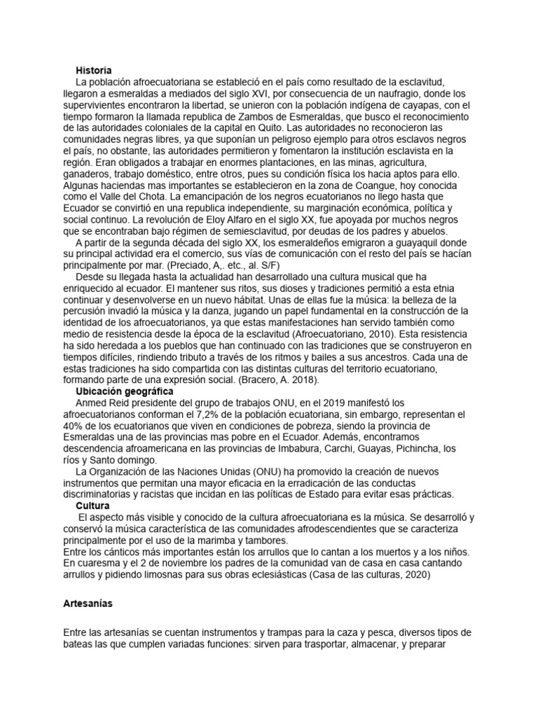 Historia de los Afroecuatorianos | PDF | Ecuador