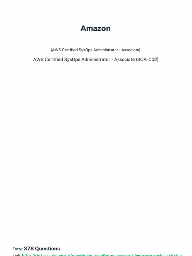 Aws Certified Sysops Administrator Associate Pdf
