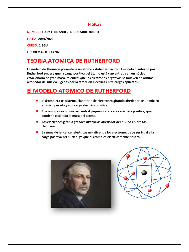 Modelo Atómico de Rutherford Explicado | PDF | Libros para adolescentes