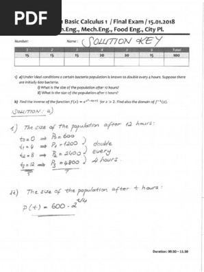 Math 141 Final Exam Solution Key 2018 | PDF