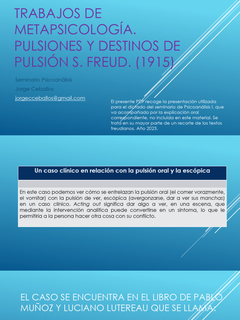Ceballos Apuntes Sobre Pulsiones y Destinos de Pulsion PDF