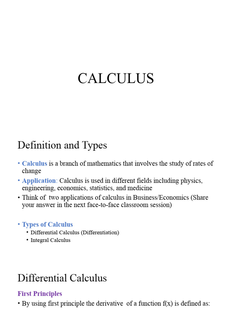 Differential Calculus Intro PDF