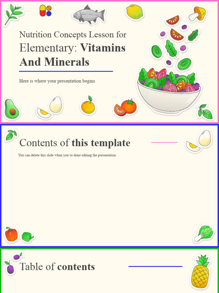 Nutrition Concepts Lesson for Elementary Vitamins and Minerals by