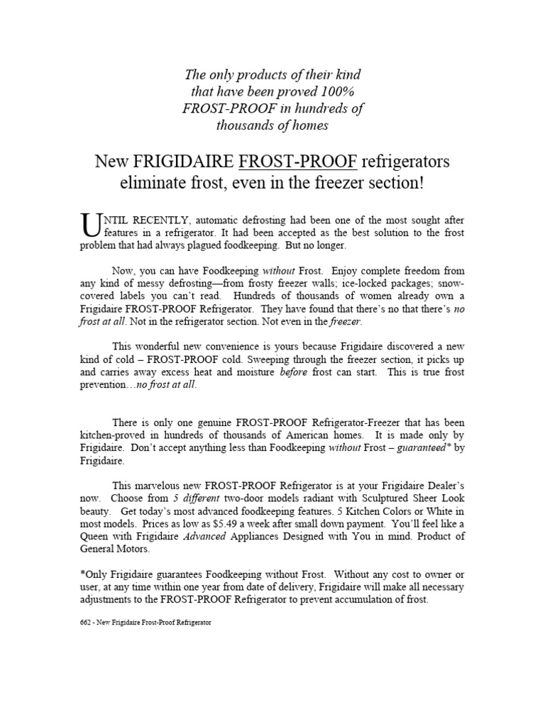 Frigidaire Frost-Proof Refrigerators | PDF