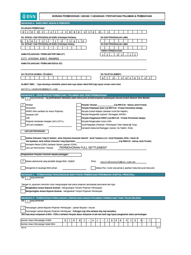 Borang Mohon Full Settlement PF | PDF