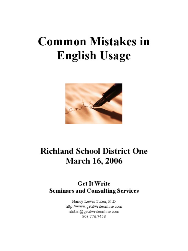 Common Mistakes in English Usage | PDF | Language Arts & Discipline