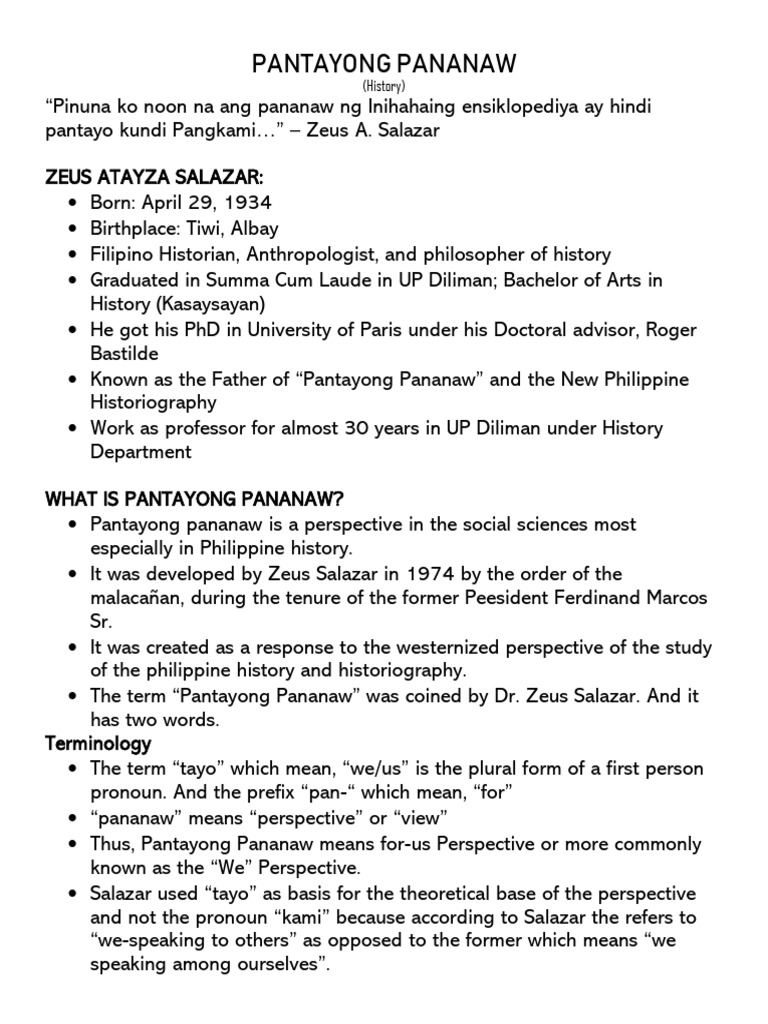 Understanding Pantayong Pananaw | PDF | Social Science | Foreign ...