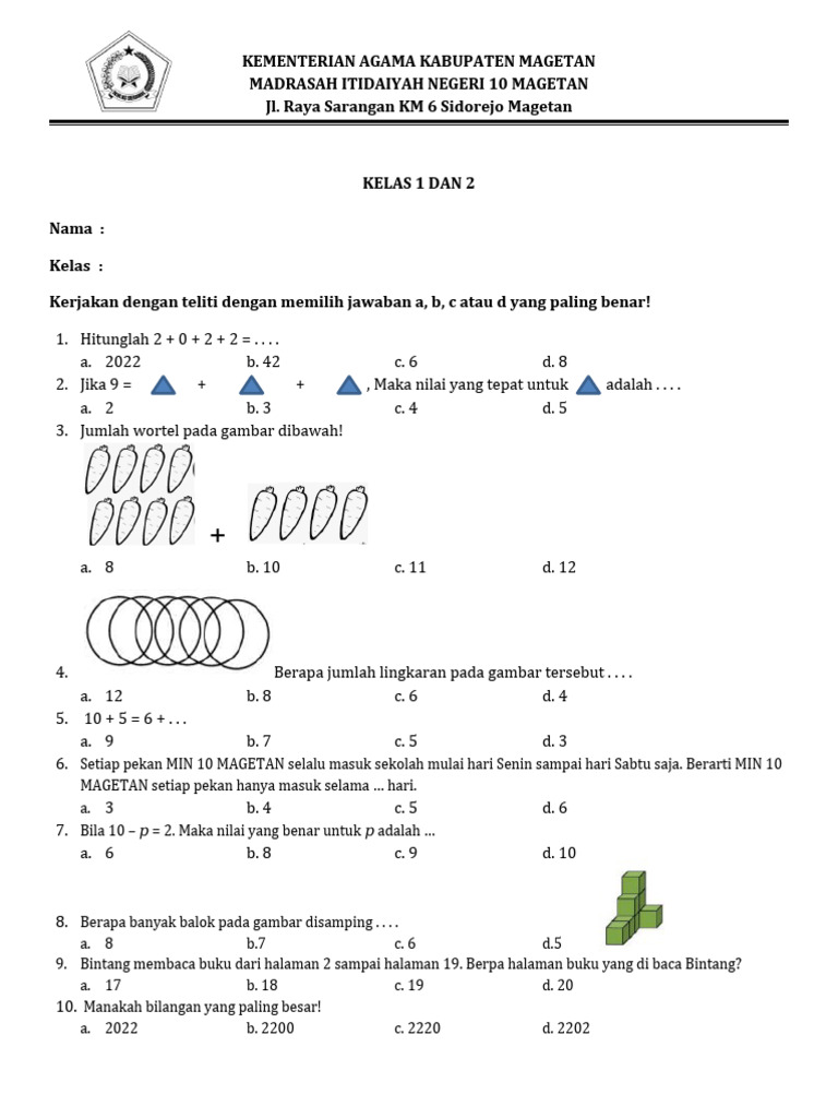 Persiapan Olimpiade Matematika SD Kelas 1 & 2