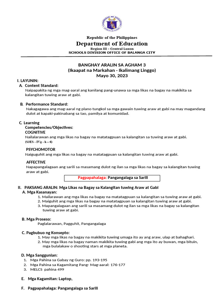 Detailed Lesson Plan In Grade 3 Pdf