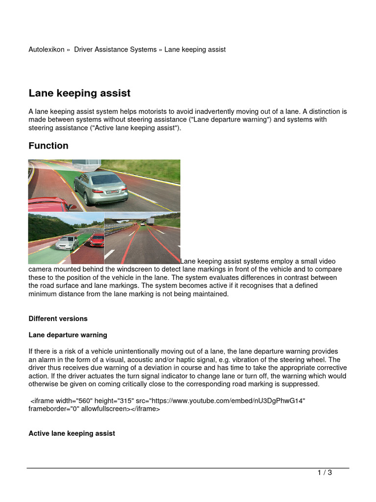 Lane Keeping Assist Systems Explained | PDF