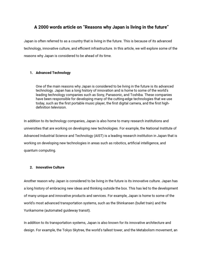 A 2000 Words Article On 