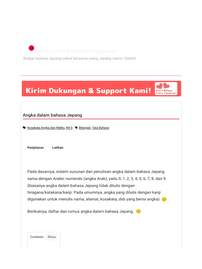 Angka Dalam Bahasa Jepang Belajar Bahasa Jepang Online Wkwkjapan Pdf