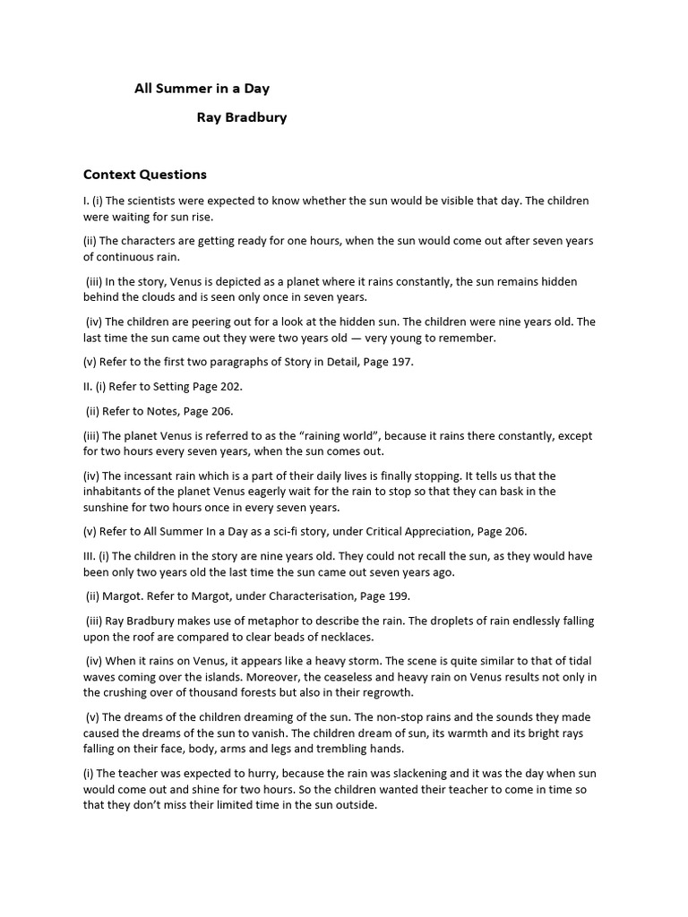 All summer in a day ray bradbury pdf